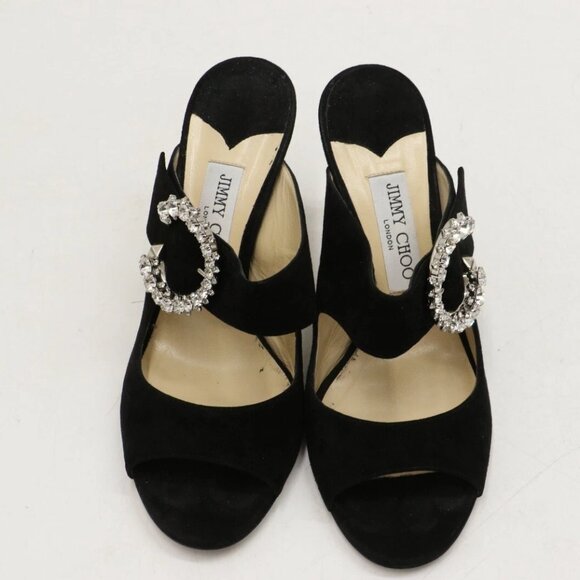 Jimmy Choo Saf 85 Crystal-Embellished Suede Sandals Size 39.5/US 9.5 - Picture 4 of 15